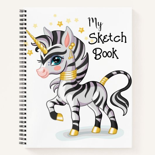 Kinder Einhorn Zebra Notizblock (Vorderseite)