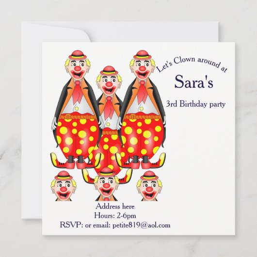 Kinder Einladungskarten zum Geburtstag (Vorderseite)