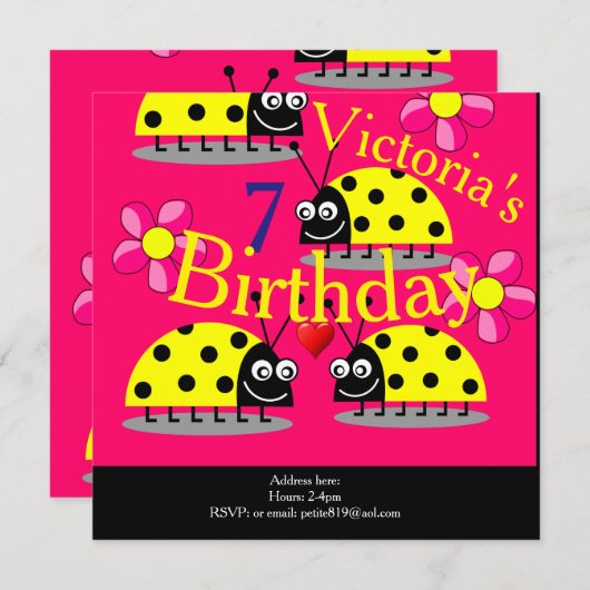 Kinder Einladungskarten zum Geburtstag (Vorne/Hinten)