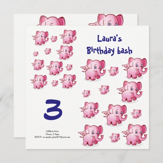 Kinder Einladungskarten zum Geburtstag (Vorne/Hinten)