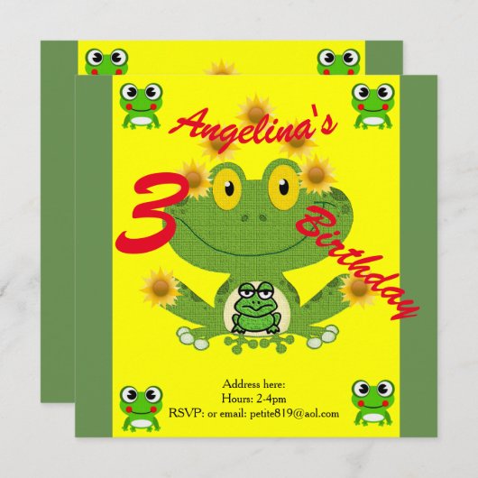 Kinder Einladungskarten zum Geburtstag (Vorne/Hinten)