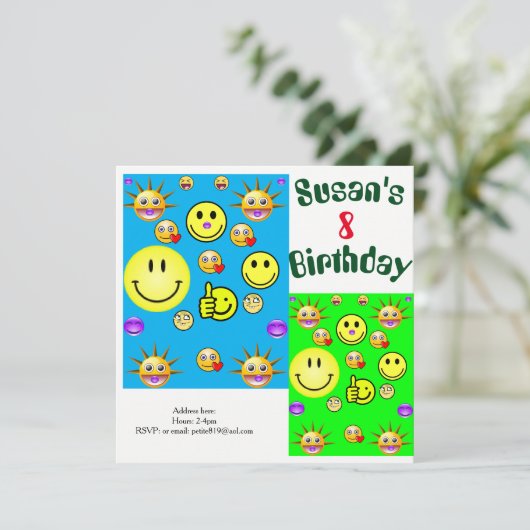 Kinder Einladungskarten zum Geburtstag (Stehend Vorderseite)