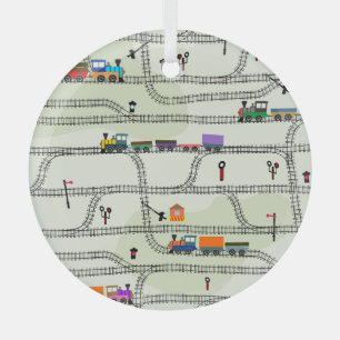 Kinder Eisenbahn: Lustiges nahtloses Muster Ornament Aus Glas