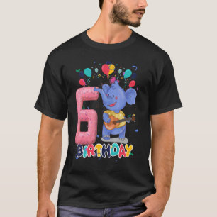 Kinder Elephant Geburtstagsparty 6 Jahre Junge 6. T-Shirt