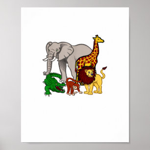 Kinder Elephant Giraffe Boys Girls Löwe Zoo Alliga Poster