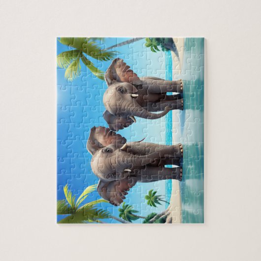 Kinder Elephants Jigsaw Puzzle - Tropical (Vertikal)