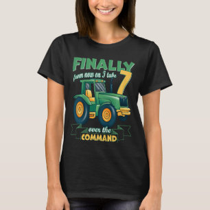 Kinder Endlich 7 7. Geburtstag Traktor 7 Jahre alt T-Shirt