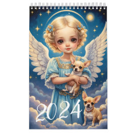 Kinder Engel und Niedliche Tiere. 2024 Kalender