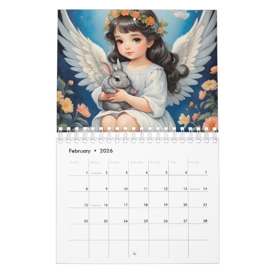 Kinder Engel und Niedliche Tiere. 2024 Kalender (Feb 2026)