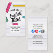 Kinder Englisch Tutor Zuhause Lernprüfung Visitenkarte (Vorne/Hinten)