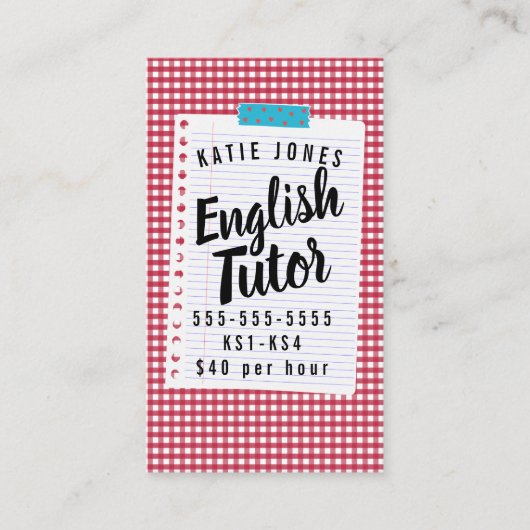 Kinder Englisch Tutor Zuhause Lerntests Visitenkarte (Vorderseite)