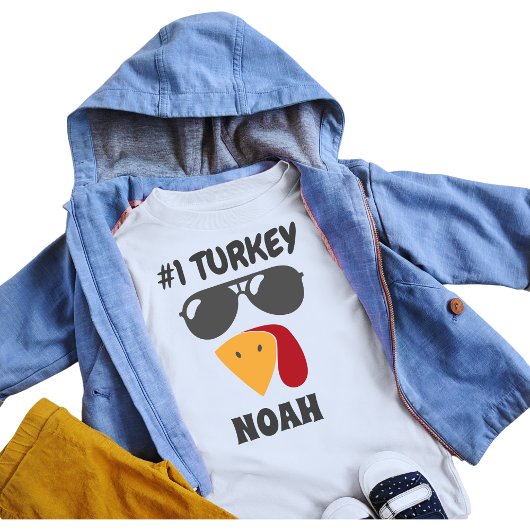 Kinder Erntedank Türkei mit Shades Name Baby T-shirt