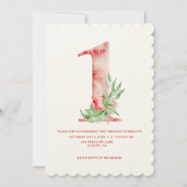 Kinder Erste Geburtstagsflorale Art Deco Geburtsta Einladung