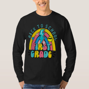 Kinder Erste Klasse Niedlicher Regenbogen zurück z T-Shirt