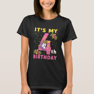 Kinder Es ist mein 4. Geburtstag Einhorn Kind 4 Ja T-Shirt