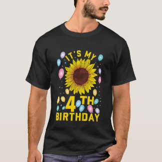 Kinder Es ist mein 4. Geburtstag Sonnenblume 4 Jah T-Shirt