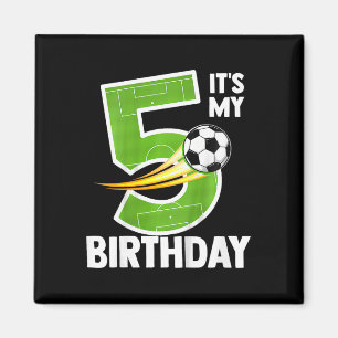 Kinder Es ist mein 5. Geburtstag Junge Fußball Ll Magnet