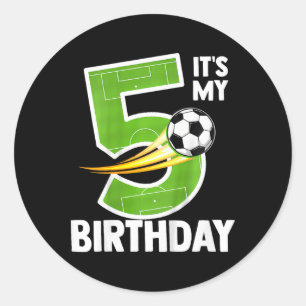 Kinder Es ist mein 5. Geburtstag Junge Fußball Ll Runder Aufkleber
