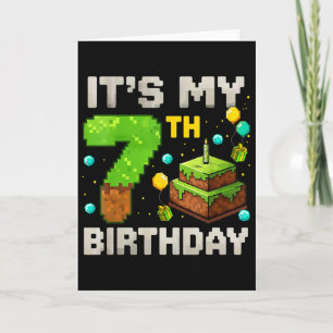 Kinder Es ist mein 7. Geburtstag Gamer Pixel Gebur Karte