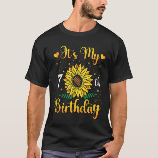 Kinder Es ist meine siebte Geburtstagsblume Sonnen T-Shirt
