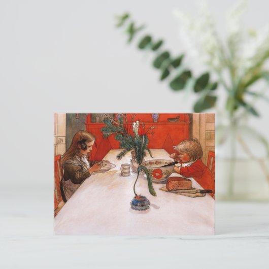 Kinder essen Abendessen Postkarte (Stehend Vorderseite)