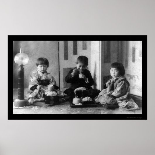 Kinder essen in Japan 1909 Poster (Vorne)