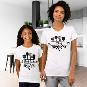 Kinder-Essenskritiker-Schwarz-Küchenutensilien-Des T-Shirt