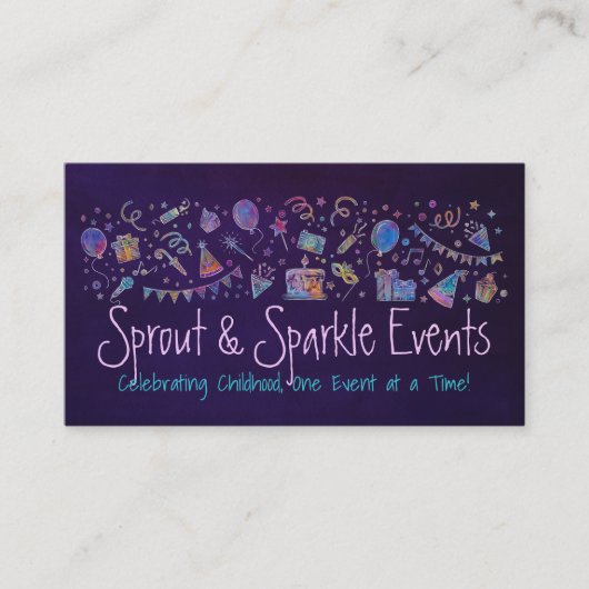 Kinder-Eventplaner - Skizze und Wasserfarbe Visitenkarte (Vorderseite)