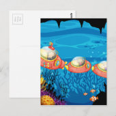 Kinder fahren unter Wasser Postkarte (Vorne/Hinten)