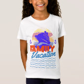 Kinder Familien Kreuzfahrt Blau/Orange Urlaub Sonn T-Shirt (Vorderseite)