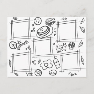 Kinder Farb Foodie Frühstück Spaß Zeichnen Kritzel Postkarte