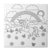 Kinder Farbe Me Einhorn Regenbogen Fliese (Vorderseite)