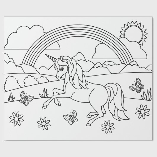 Kinder Farbe Me Einhorn Regenbogen Geschenkpapier (Flach)