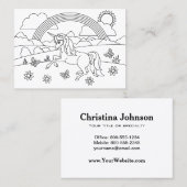 Kinder Farbe Me Einhorn Regenbogen Visitenkarte (Vorne/Hinten)