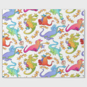 Kinder farbenfrohe Drachen Geschenkpapier (Flach)