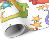 Kinder farbenfrohe Drachen Geschenkpapier (Rolleneckpunkt)