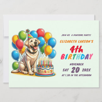 Kinder farbenfrohe Labrador Thema Geburtstag Einladung