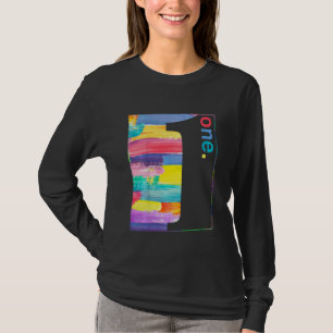 Kinder Farbenfrohe Nummer 1 Eins Geburtstagskinder T-Shirt