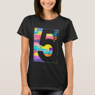 Kinder Farbenfrohe Nummer 5 Fünfter Geburtstag Jun T-Shirt