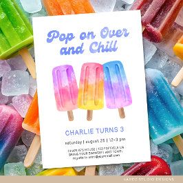 Kinder farbenfrohe Popsights Sommer 3. Geburtstag Einladung