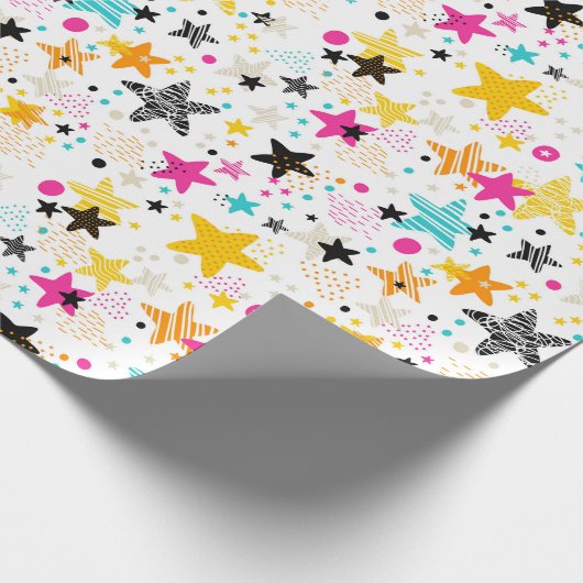 Kinder farbenfrohe Sterne Geschenkpapier (Ecke)