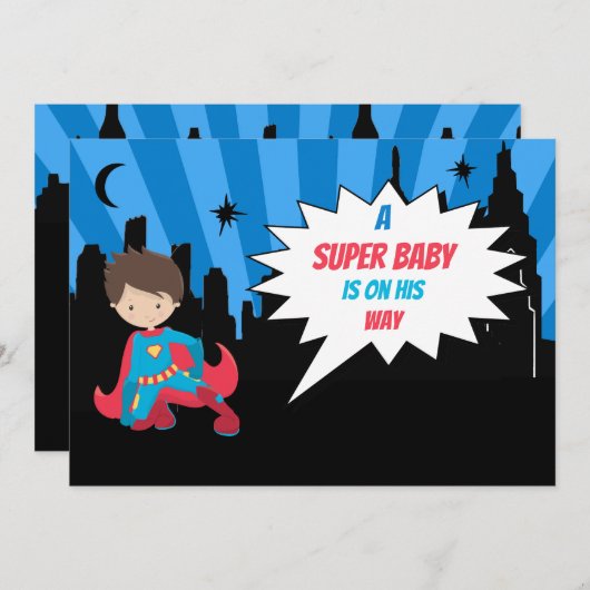 *~* Kinder farbenfrohe SUPERHEROS Kühne Babydusche Einladung (Vorne/Hinten)