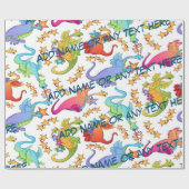 Kinder farbige Drachen Personalisierte Geschenkpap Geschenkpapier (Flach)