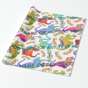 Kinder farbige Drachen Personalisierte Geschenkpap Geschenkpapier