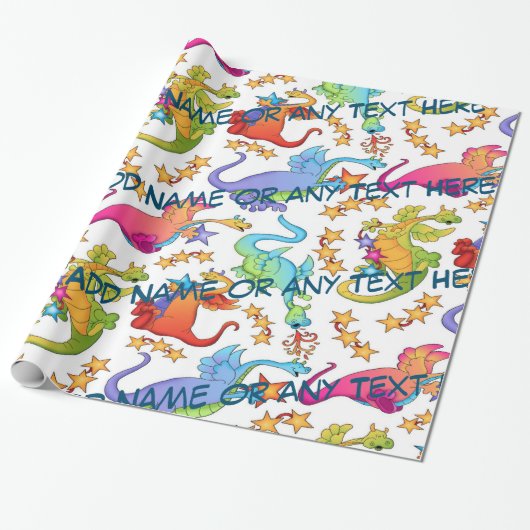 Kinder farbige Drachen Personalisierte Geschenkpap Geschenkpapier (Ungerollt)