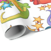 Kinder farbige Drachen Personalisierte Geschenkpap Geschenkpapier (Rolleneckpunkt)