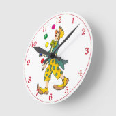 Kinder farbiger Zirkus Clown Juggler Polka Dots Runde Wanduhr (Winkel)