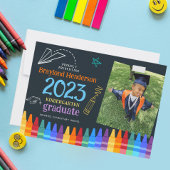 Kinder farbiges Foto Grundschule Abschluss Einladung