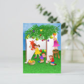 Kinder feiern das jüdische Fest von Sukkot Postkarte (Stehend Vorderseite)