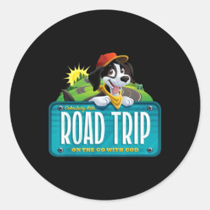 Kinder feiern Road Trip On The Go With God VBS Runder Aufkleber